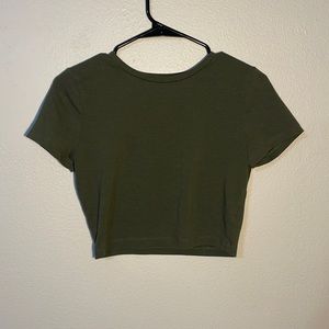 Forest green crop top tee